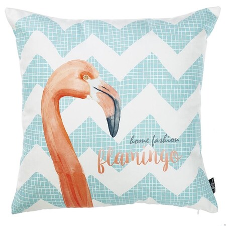 Homeroots Blue Tropical Flamingo Decorative Throw Pillow Cover 18 x 18 in. 355435